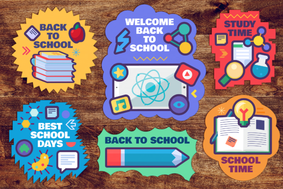 Back to School Stickers Set: Graphics & Crafts for Digital Sellers