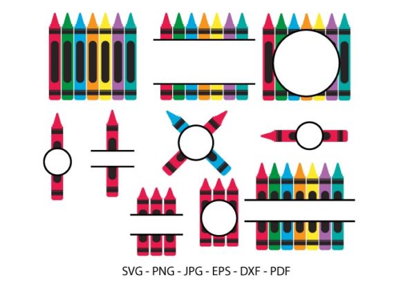 Crayon Split Monogram Graphics for Crafts Projects