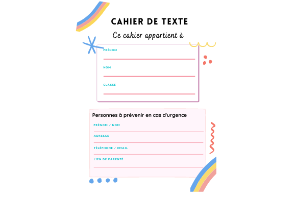 Homework Notebook in French
